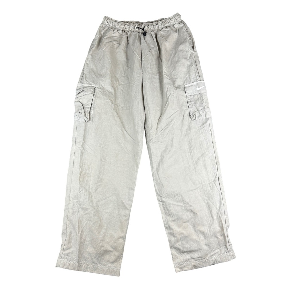 Nike Cargo Pants Mens Medium Tan Beige Nylon Mesh Lined Wide Leg Baggy Utility